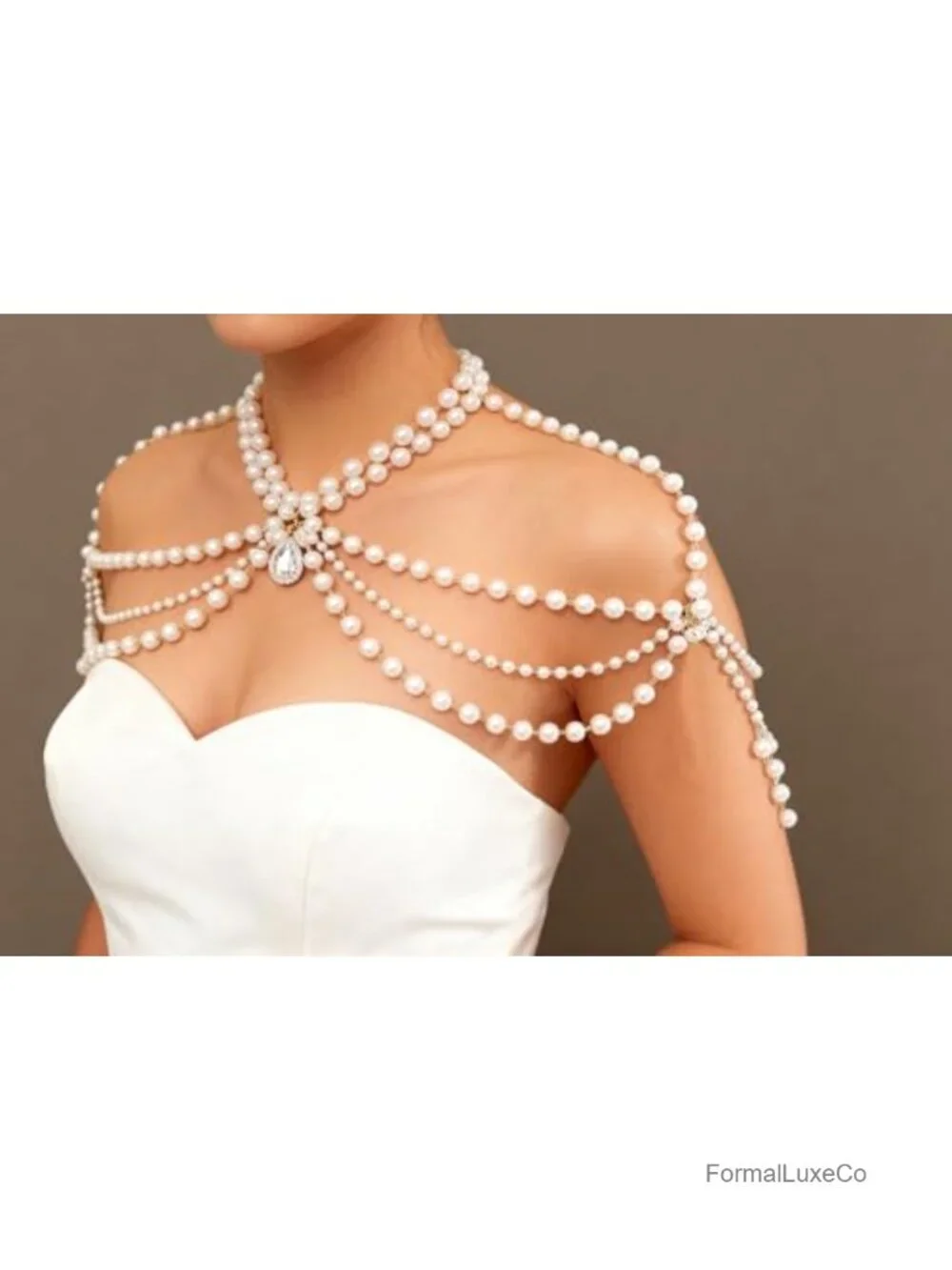 Pearl Shoulder Chain Body Jewelry Bridal Wedding Party Statement Necklace